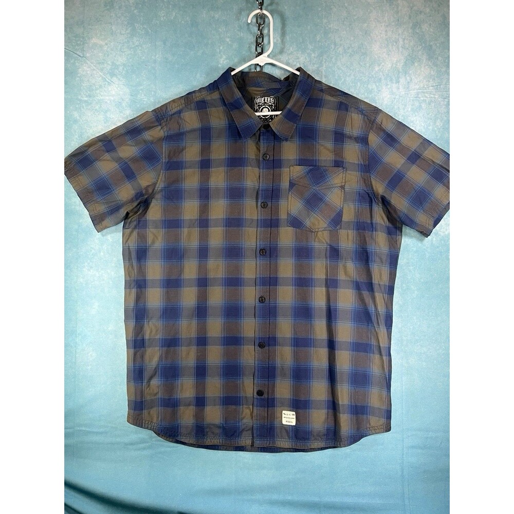 Y2K VTG Metal Mulisha Shirt Mens 2XL Button Up Short Sleeve Decoy Woven Plaid